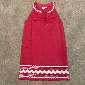 Pink Vineyard Vines sleeveless shift dress white ric rac